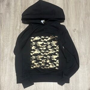 Black Hoodie with Gold Camo Print